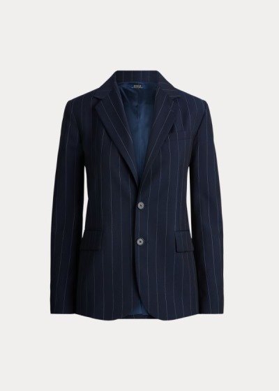 Blazer Polo Ralph Lauren Mujer Azul Marino - Pinstripe Wool - DIWZE3201